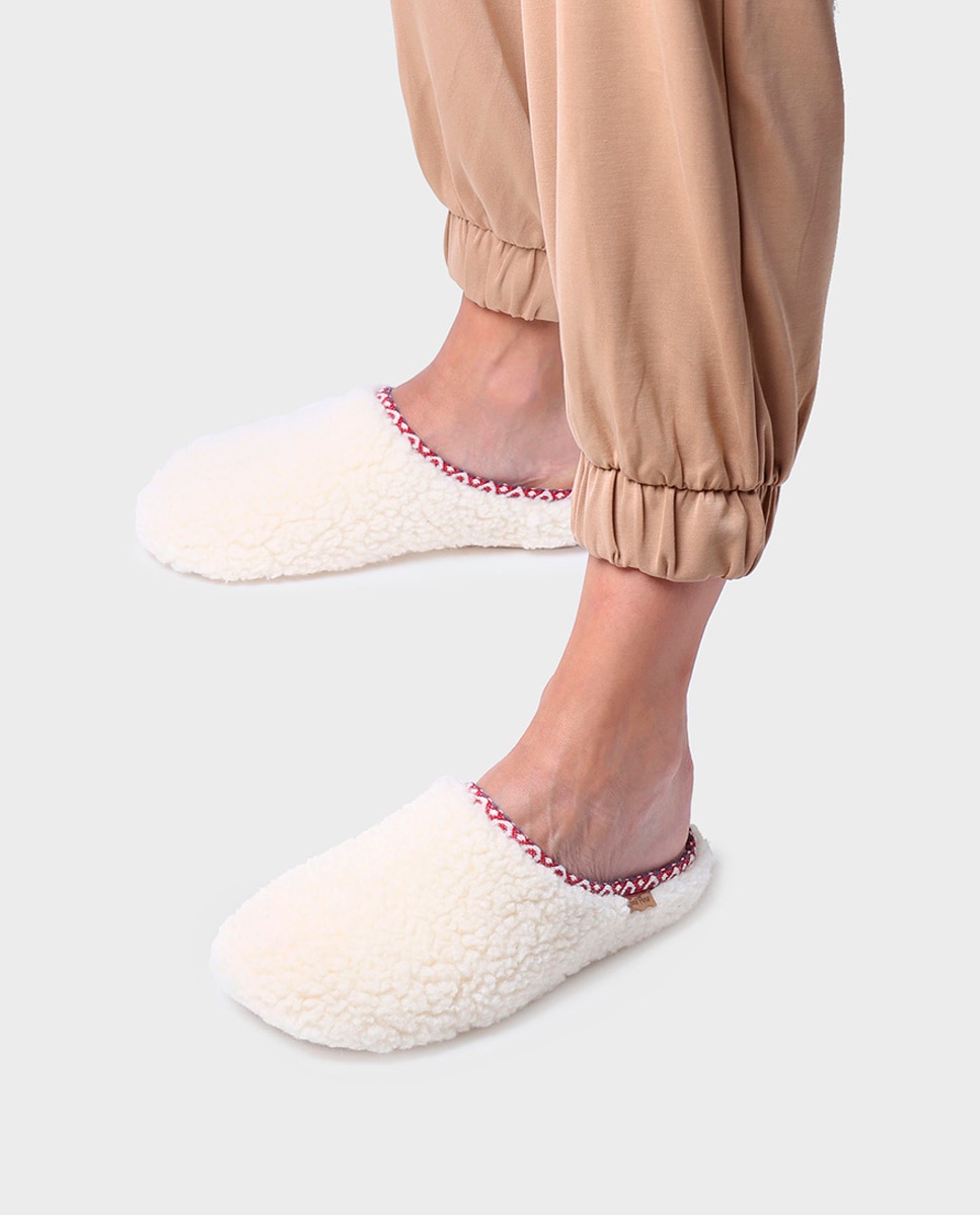 Zapatillas de casa cerradas de mujer de tejido efecto borreguito - Toni Pons - Blanco Blanco-4
