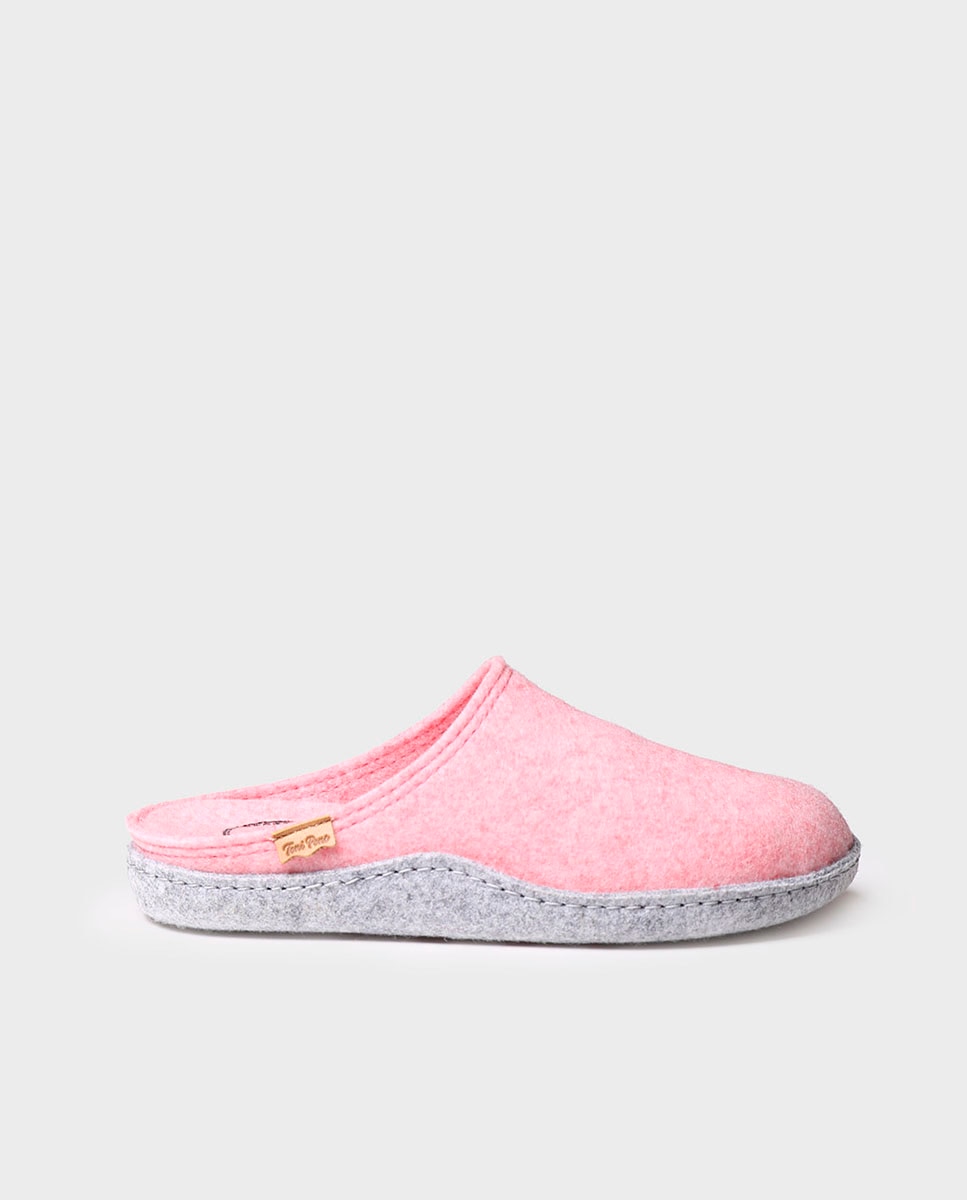 Imagen 0 de Zapatillas de casa cerradas de mujer de fieltro reciclado en tonos lisos Rosa