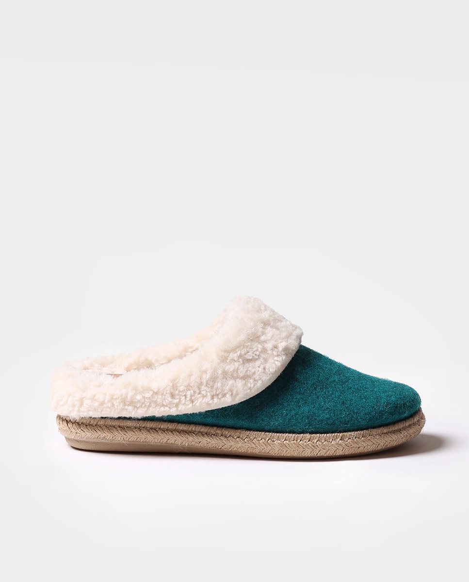 Zapatillas de casa cerradas de mujer de fieltro en tonos lisos - Toni Pons - Verde Agua Verde Agua-1