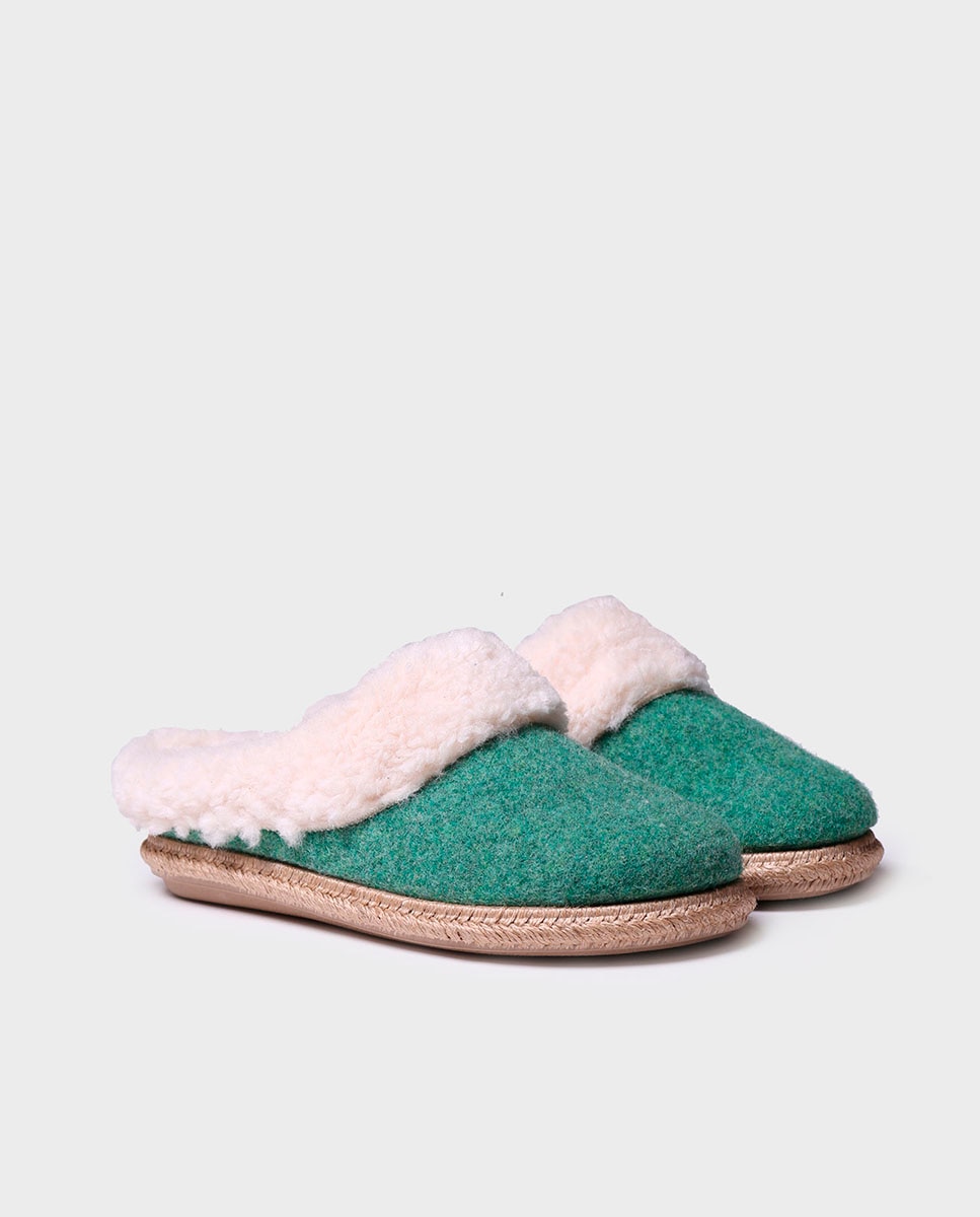 Zapatillas de casa cerradas de mujer de fieltro en tonos lisos - Toni Pons - Verde Agua Verde Agua-2