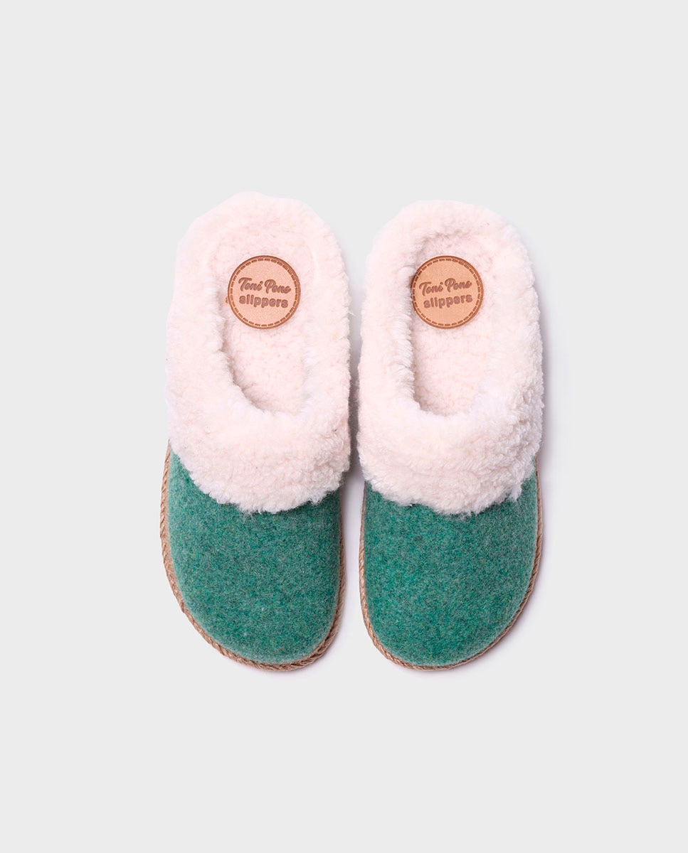 Zapatillas de casa cerradas de mujer de fieltro en tonos lisos - Toni Pons - Verde Agua Verde Agua-3