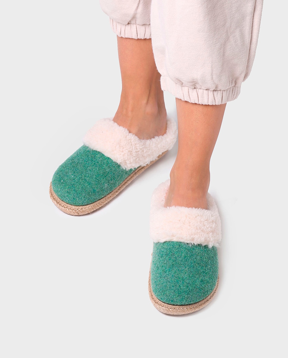 Zapatillas de casa cerradas de mujer de fieltro en tonos lisos - Toni Pons - Verde Agua Verde Agua-4