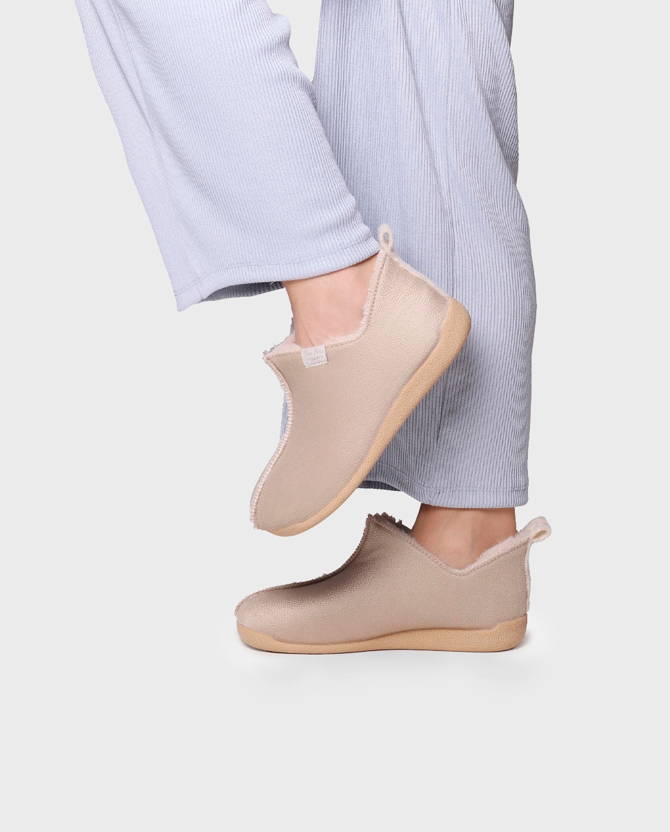Zapatillas de casa cerradas de mujer tipo botín - Toni Pons - Beige Beige-4