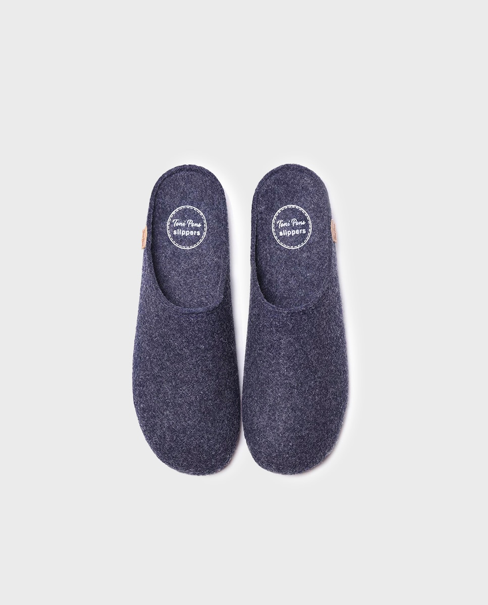 Imagen 3 de Zapatillas de casa de hombre de fieltro reciclado - Azul marino Azul marino
