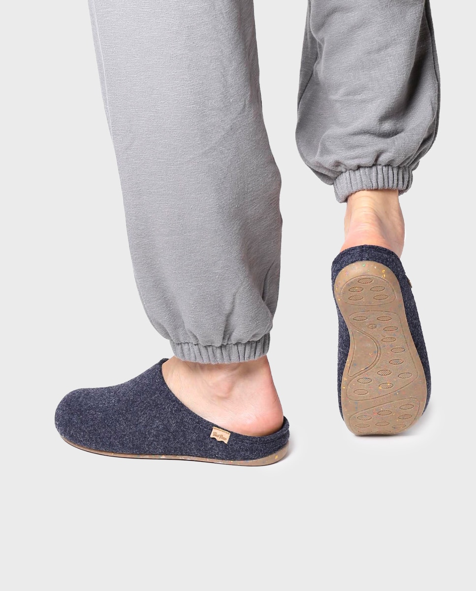 Imagen 2 de Zapatillas de casa de hombre de fieltro reciclado - Azul marino Azul marino