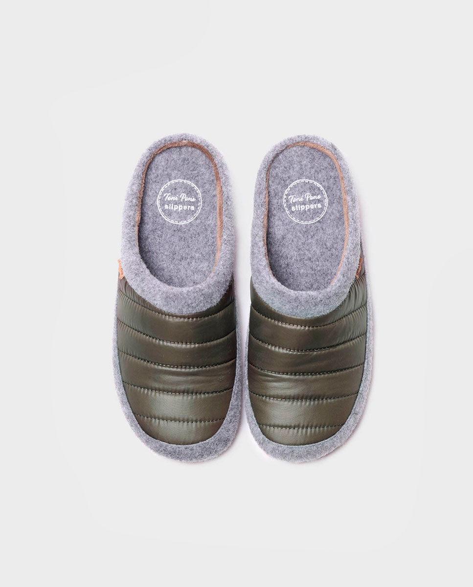 Zapatillas de casa de hombre de tejido acolchado - Toni Pons - Kaki Kaki-3