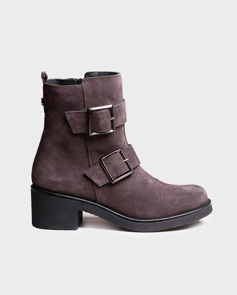 Botines de mujer de serraje con cremallera - Toni Pons - Gris Gris-1