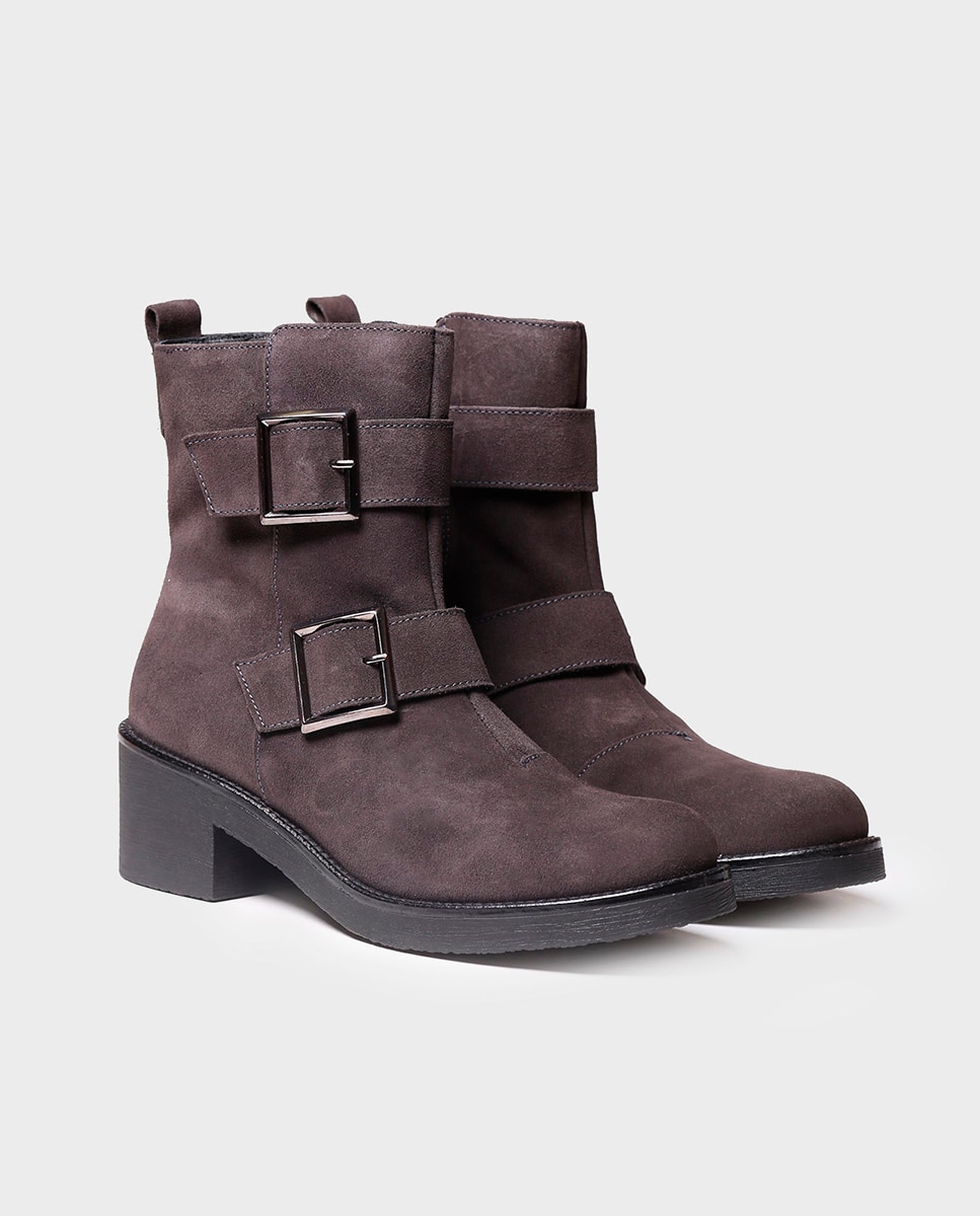 Botines de mujer de serraje con cremallera - Toni Pons - Gris Gris-2
