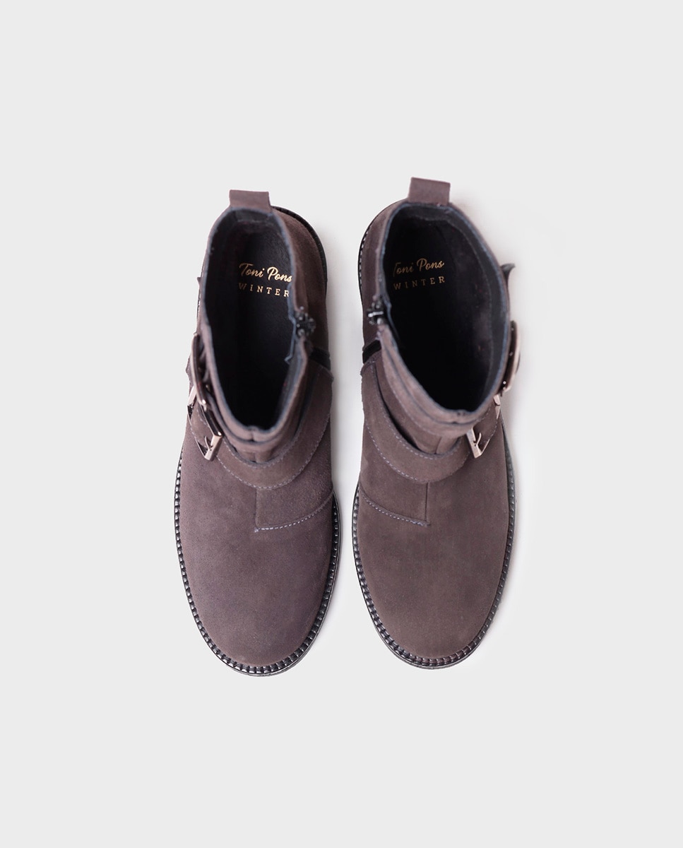 Botines de mujer de serraje con cremallera - Toni Pons - Gris Gris-3