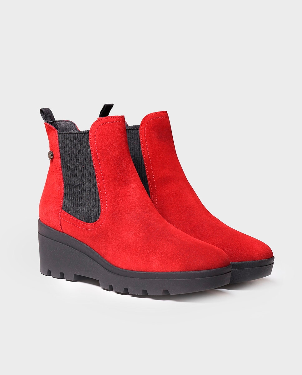 Botines de mujer de serraje con elásticos - Toni Pons - Rojo Rojo-2