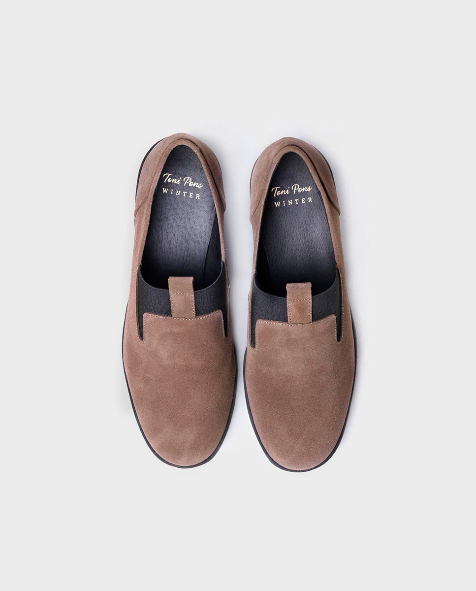 Zapatos de cuña de mujer de serraje con elásticos - Toni Pons - Marrón Marrón-4