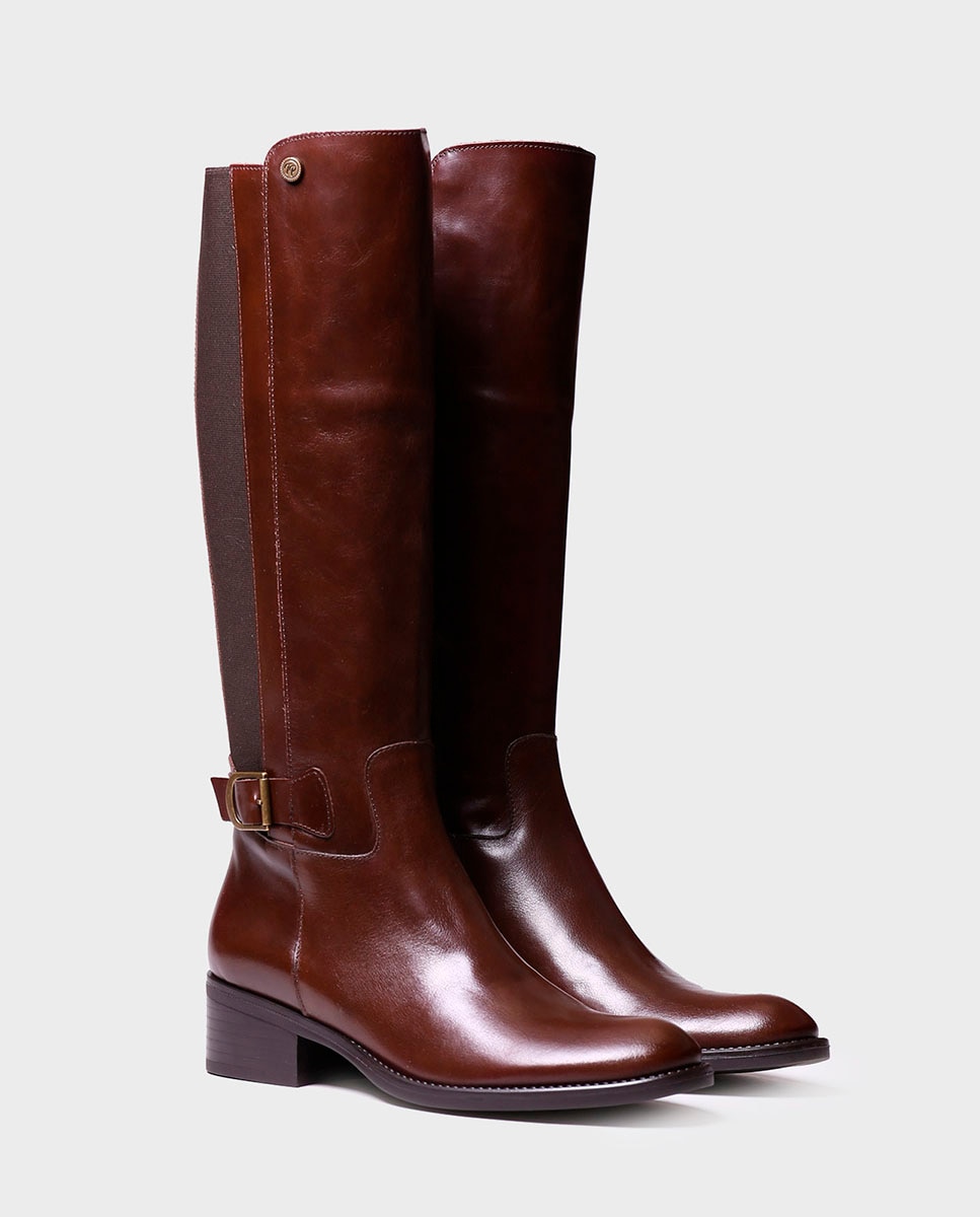 Imagen 2 de Botas de mujer de piel con cremallera - Marrón oscuro Marrón oscuro