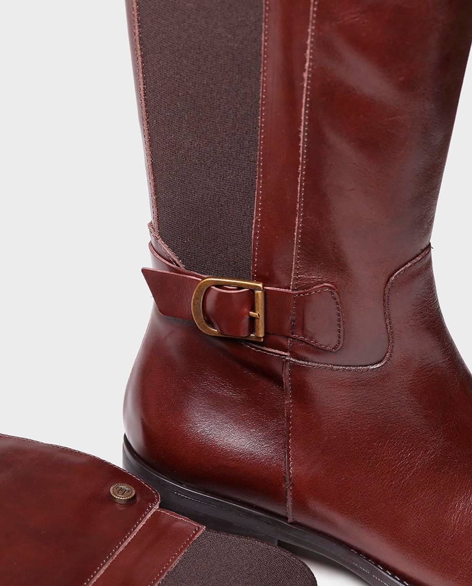 Imagen 3 de Botas de mujer de piel con cremallera - Marrón oscuro Marrón oscuro