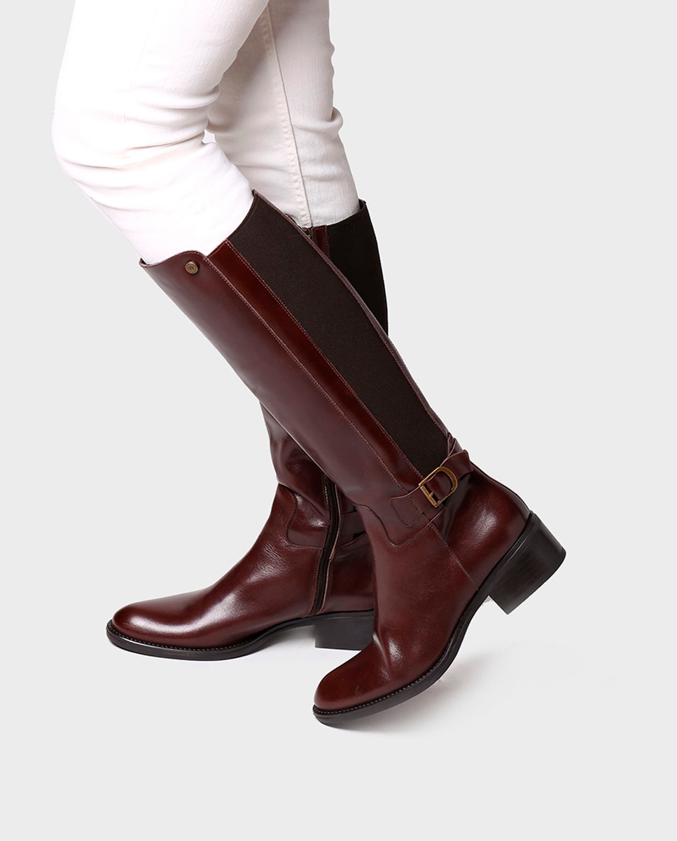Imagen 4 de Botas de mujer de piel con cremallera - Marrón oscuro Marrón oscuro