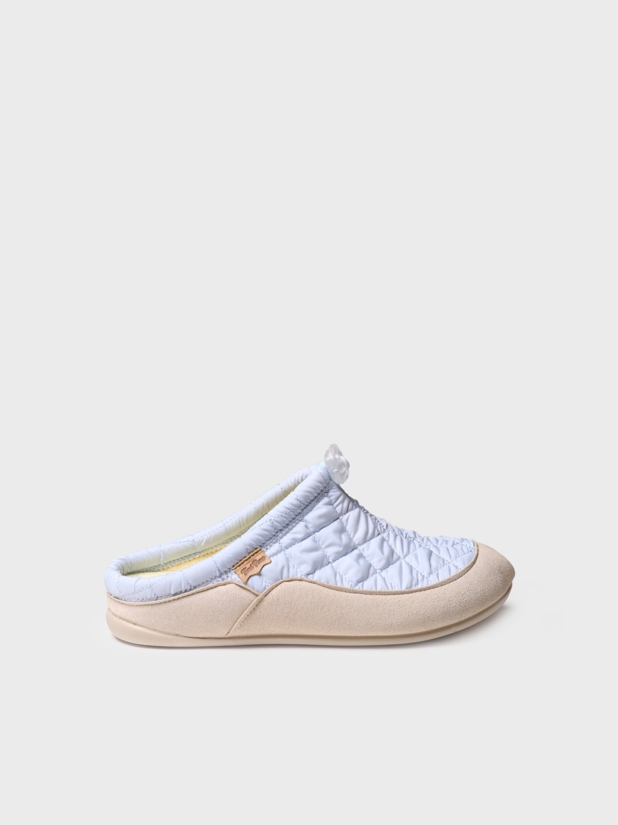 Zapatillas de casa de mujer de tejido acolchado en tonos lisos - Toni Pons - Blanco Blanco-1