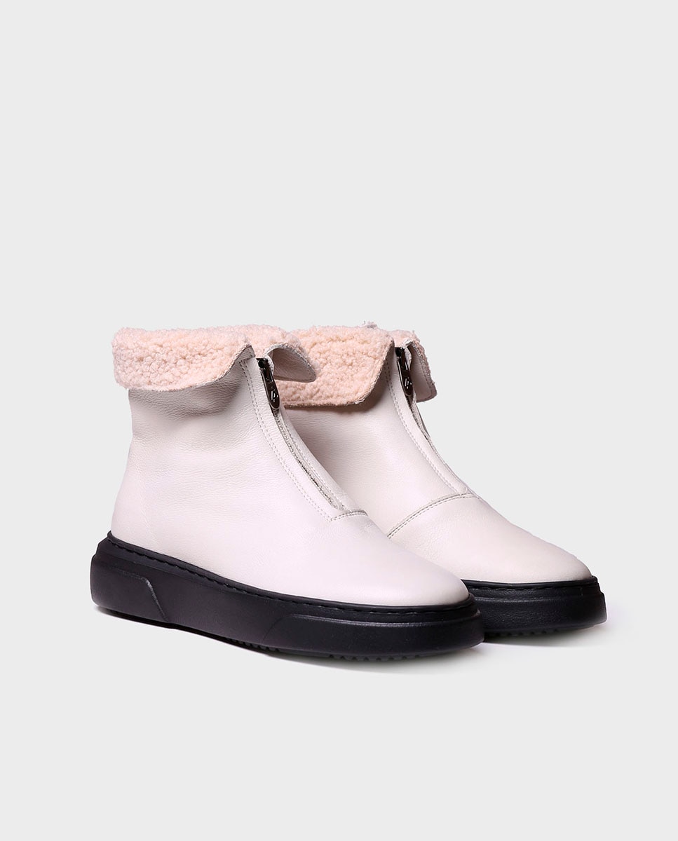 Botines de mujer de piel con cremallera - Toni Pons - Blanco Blanco-2