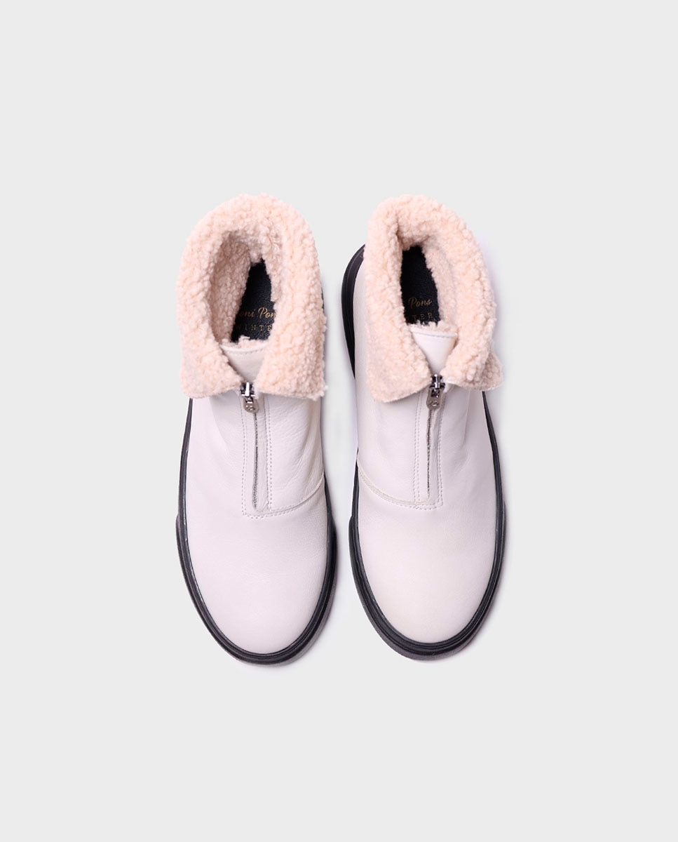 Botines de mujer de piel con cremallera - Toni Pons - Blanco Blanco-3