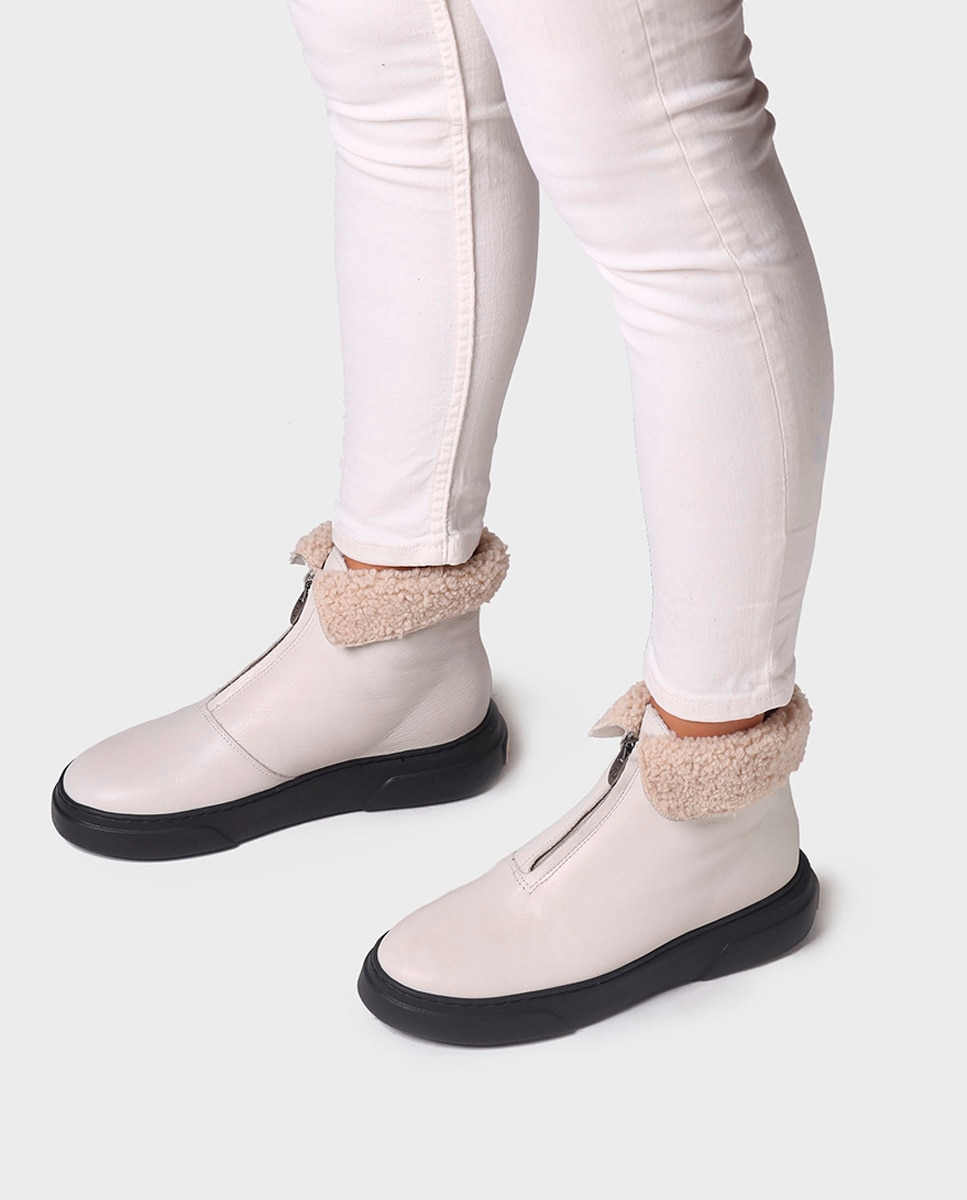 Botines de mujer de piel con cremallera - Toni Pons - Blanco Blanco-4