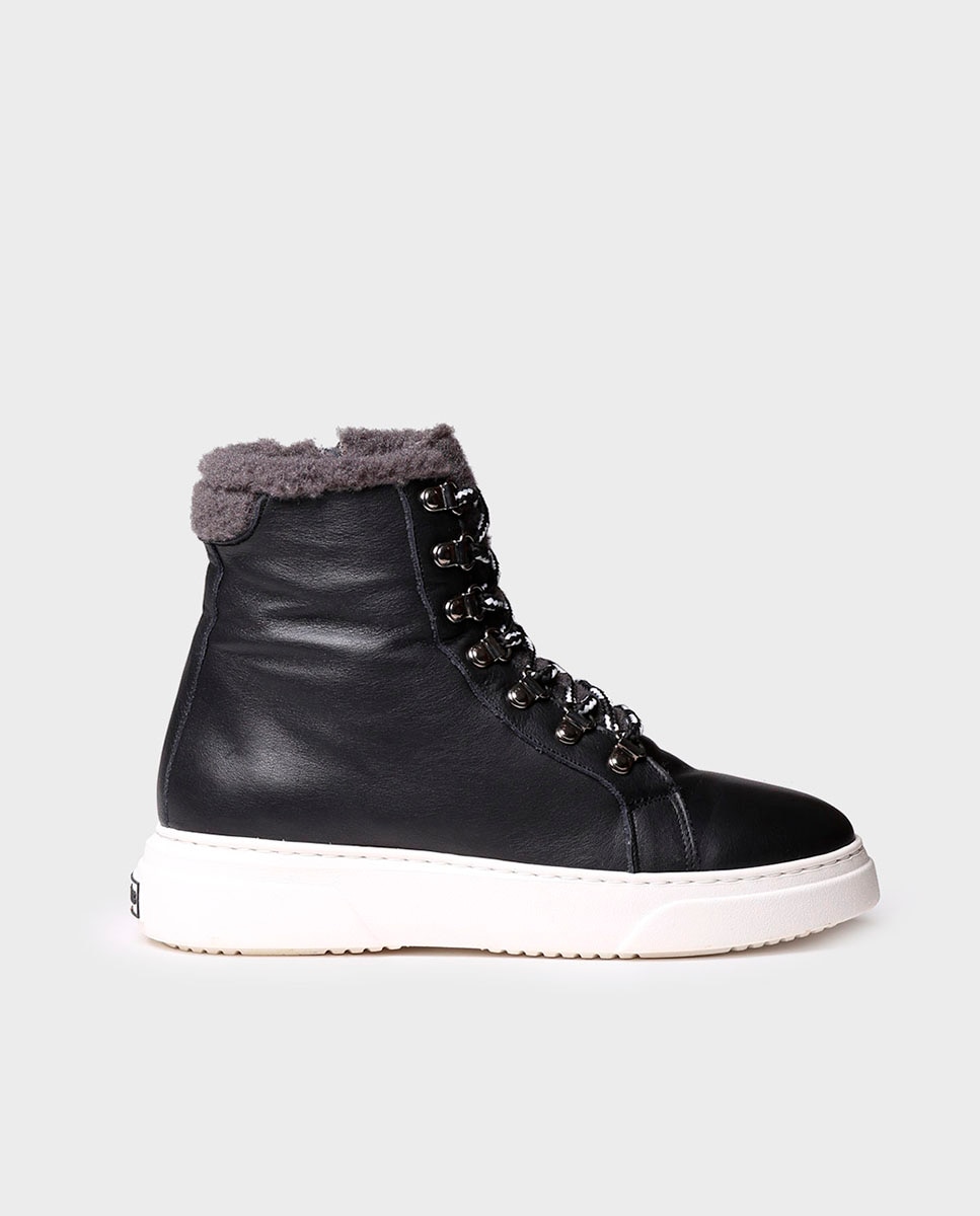 Botines de mujer de piel con cordones y cremallera - Toni Pons - Negro Negro-1