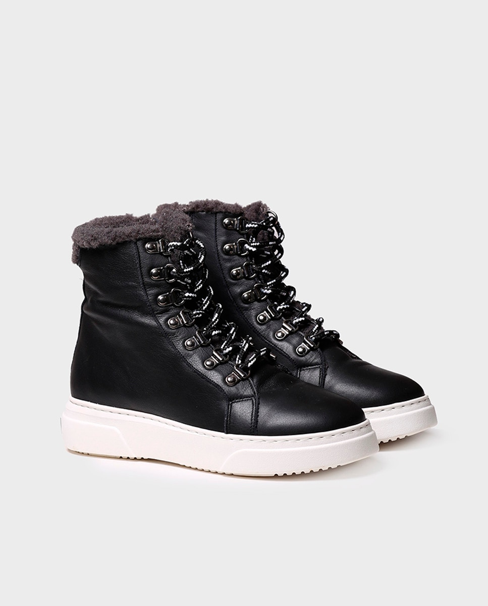 Botines de mujer de piel con cordones y cremallera - Toni Pons - Negro Negro-2
