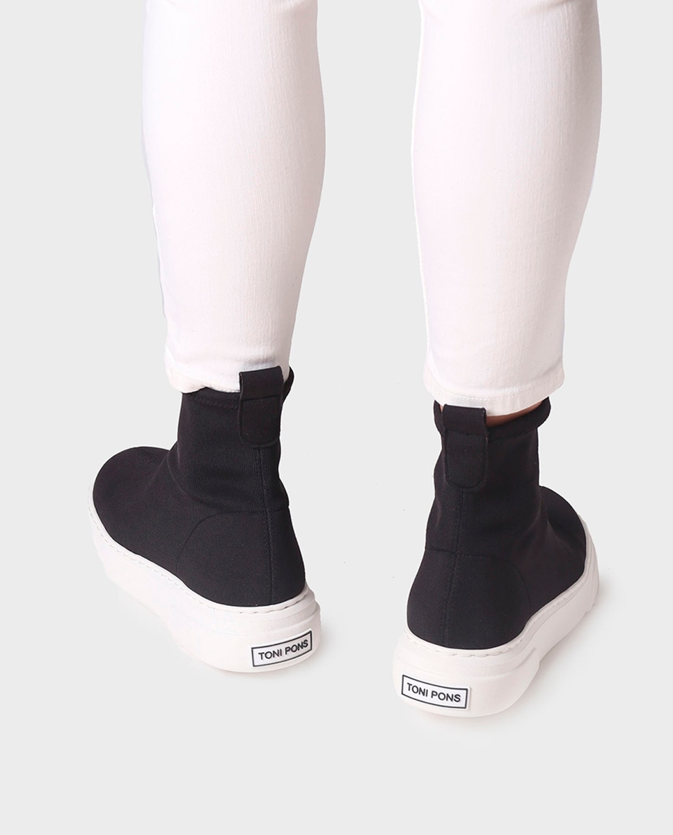 Botines de mujer de tejido en tonos lisos - Toni Pons - Negro Negro-4
