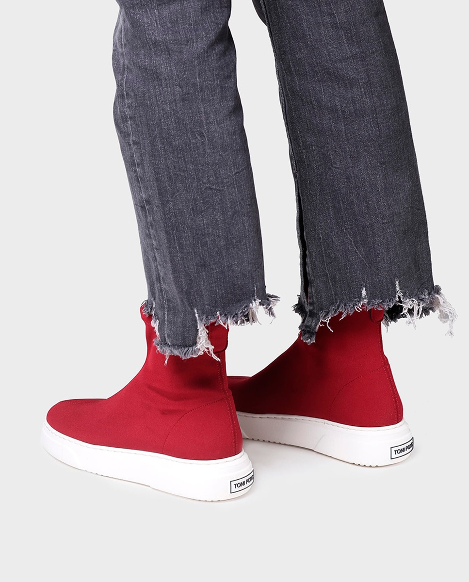 Botines de mujer de tejido en tonos lisos - Toni Pons - Rojo Rojo-4