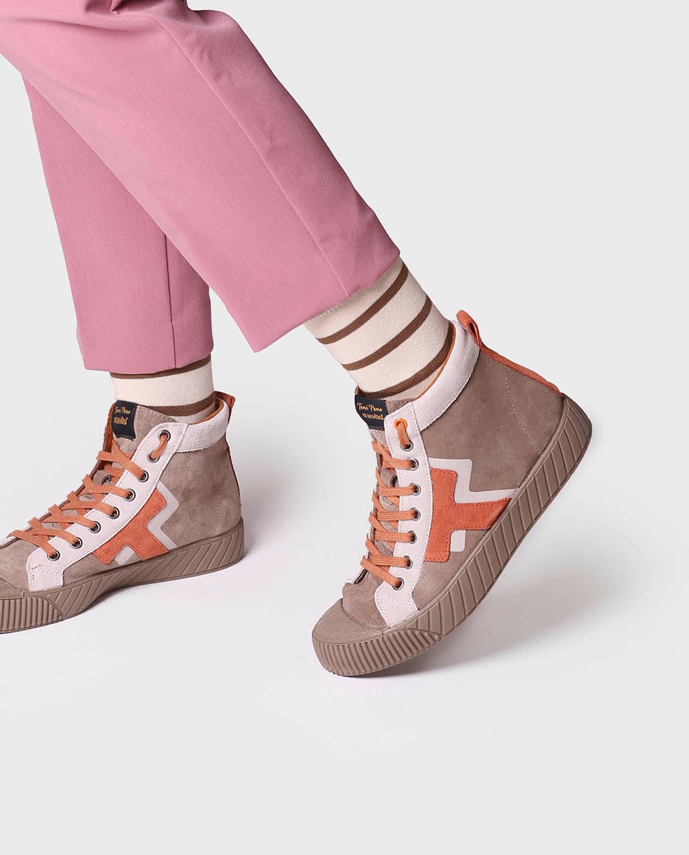 Zapatillas de serraje de mujer con cordones - Toni Pons - Marrón Marrón-4