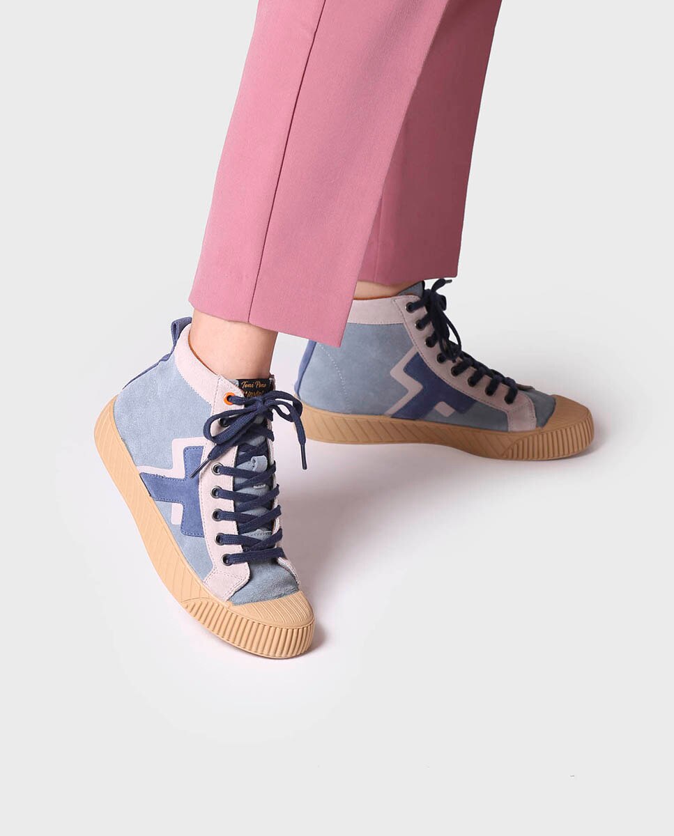 Zapatillas de serraje de mujer con cordones - Toni Pons - Azul Azul-4