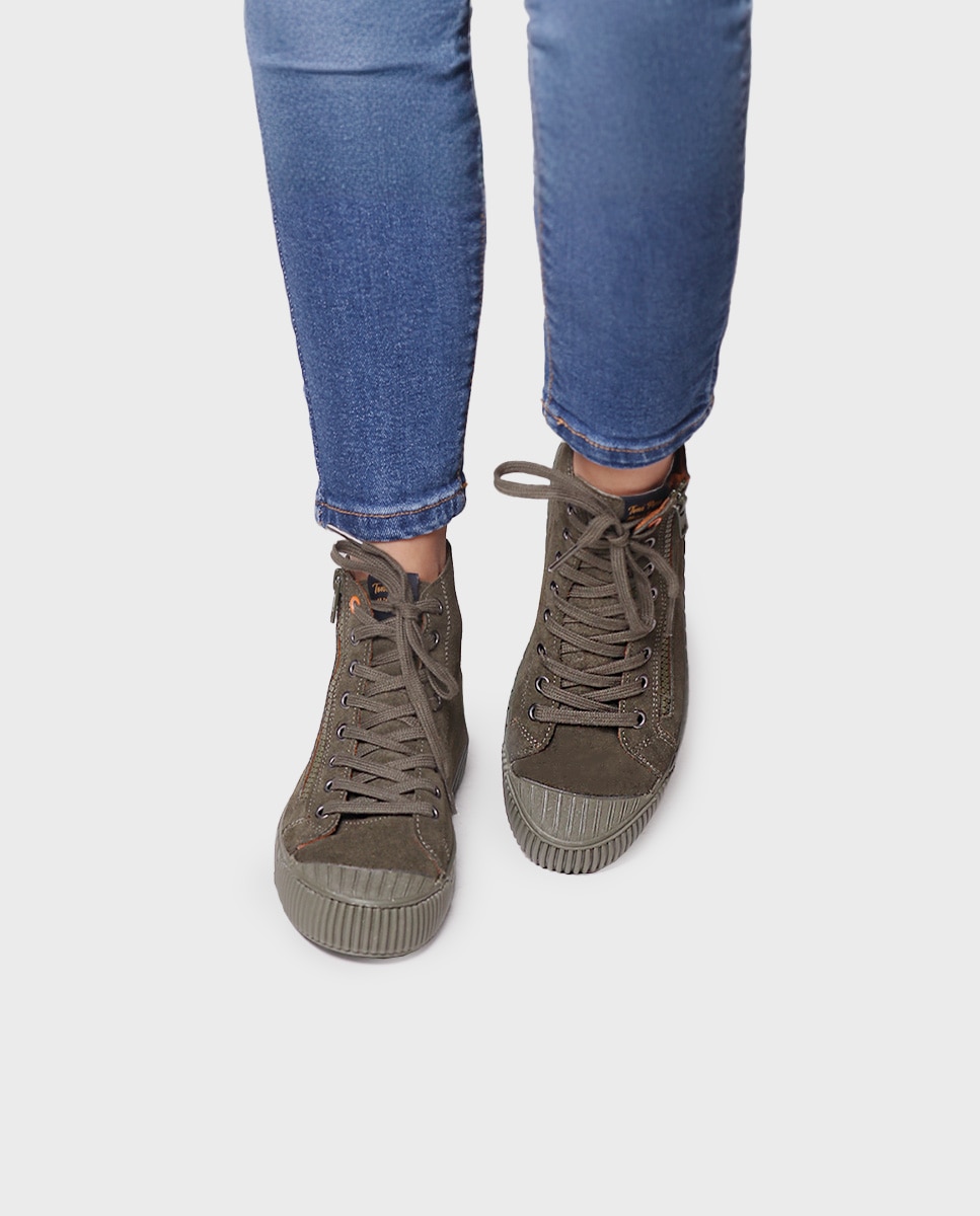 Zapatillas de serraje de mujer con cordones - Toni Pons - Kaki Kaki-4