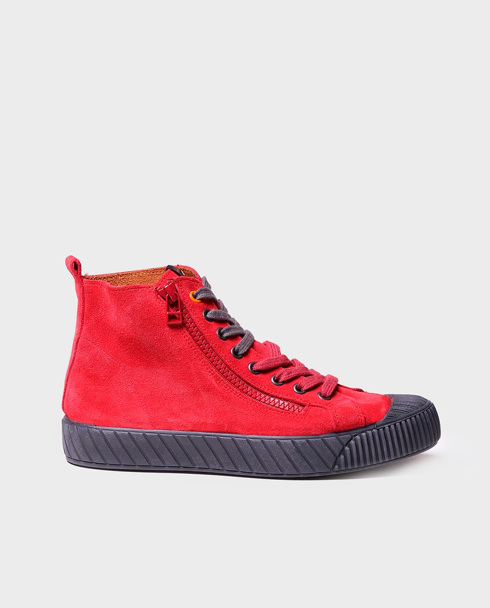 Zapatillas de mujer de serraje con cordones - Toni Pons - Rojo Rojo-1
