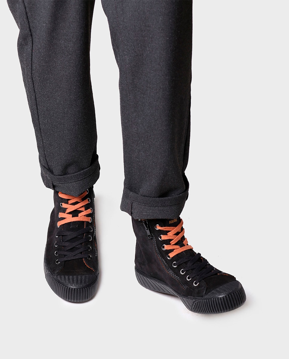 Zapatillas de serraje de mujer con cordones - Toni Pons - Negro Negro-4