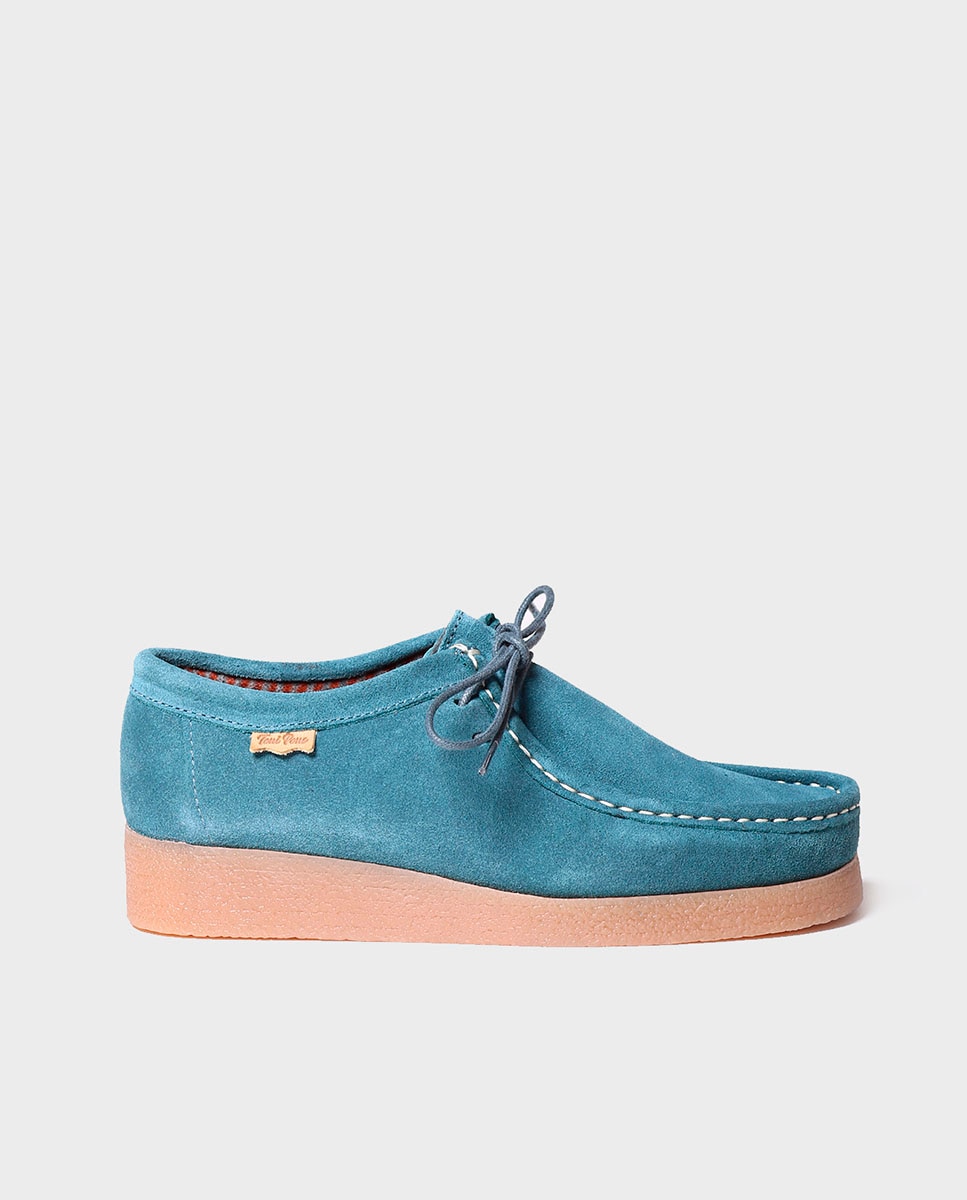 Zapatos planos de mujer de serraje con cordones - Toni Pons - Azul Azul-1