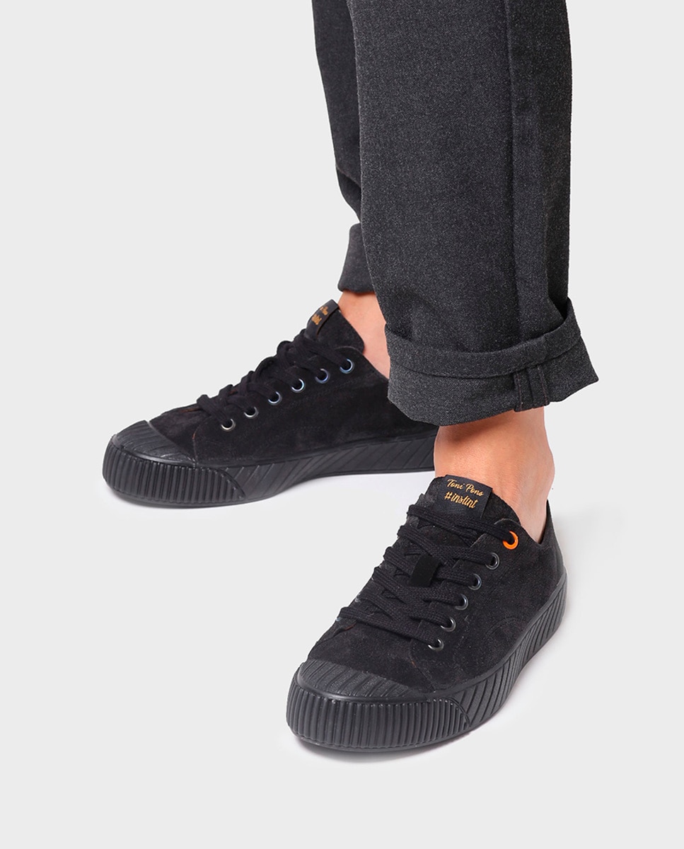 Zapatillas de serraje de mujer con cordones - Toni Pons - Negro Negro-4