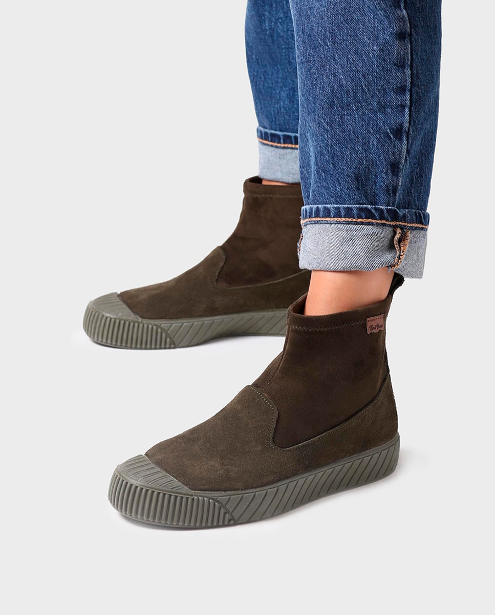 Zapatillas de serraje de mujer con cordones - Toni Pons - Kaki Kaki-4