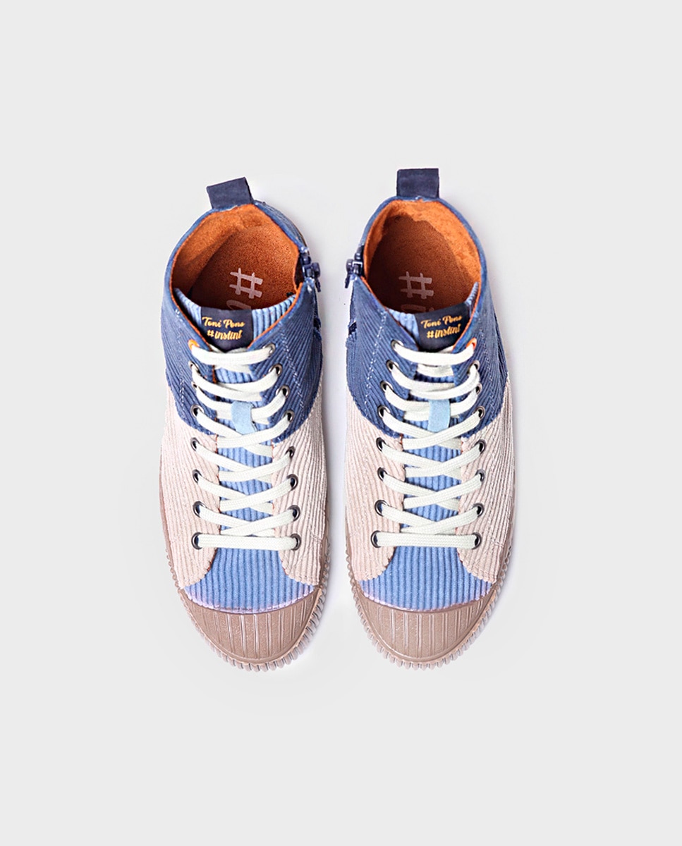 Zapatillas de piel de mujer con cordones - Toni Pons - Azul Azul-3
