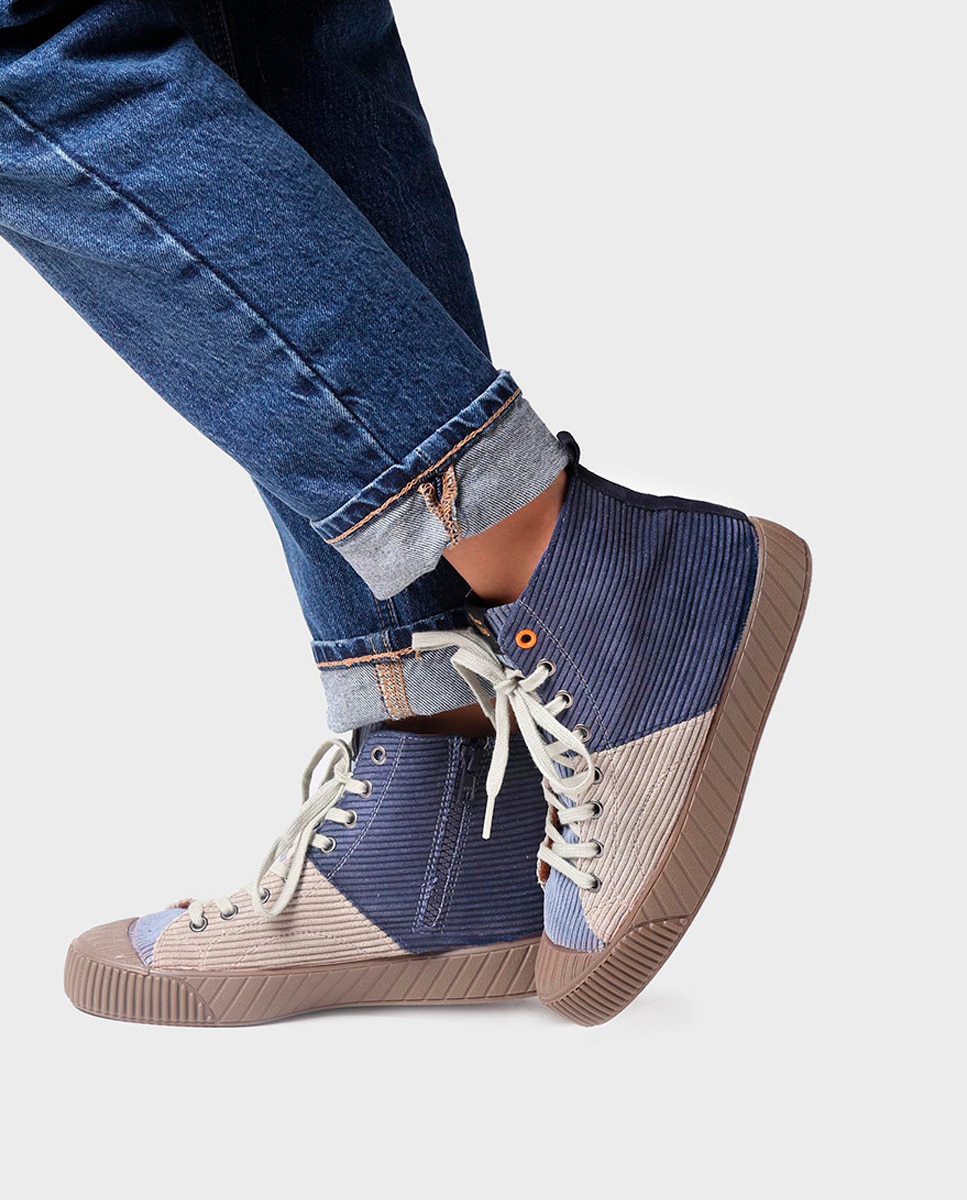 Zapatillas de piel de mujer con cordones - Toni Pons - Azul Azul-4