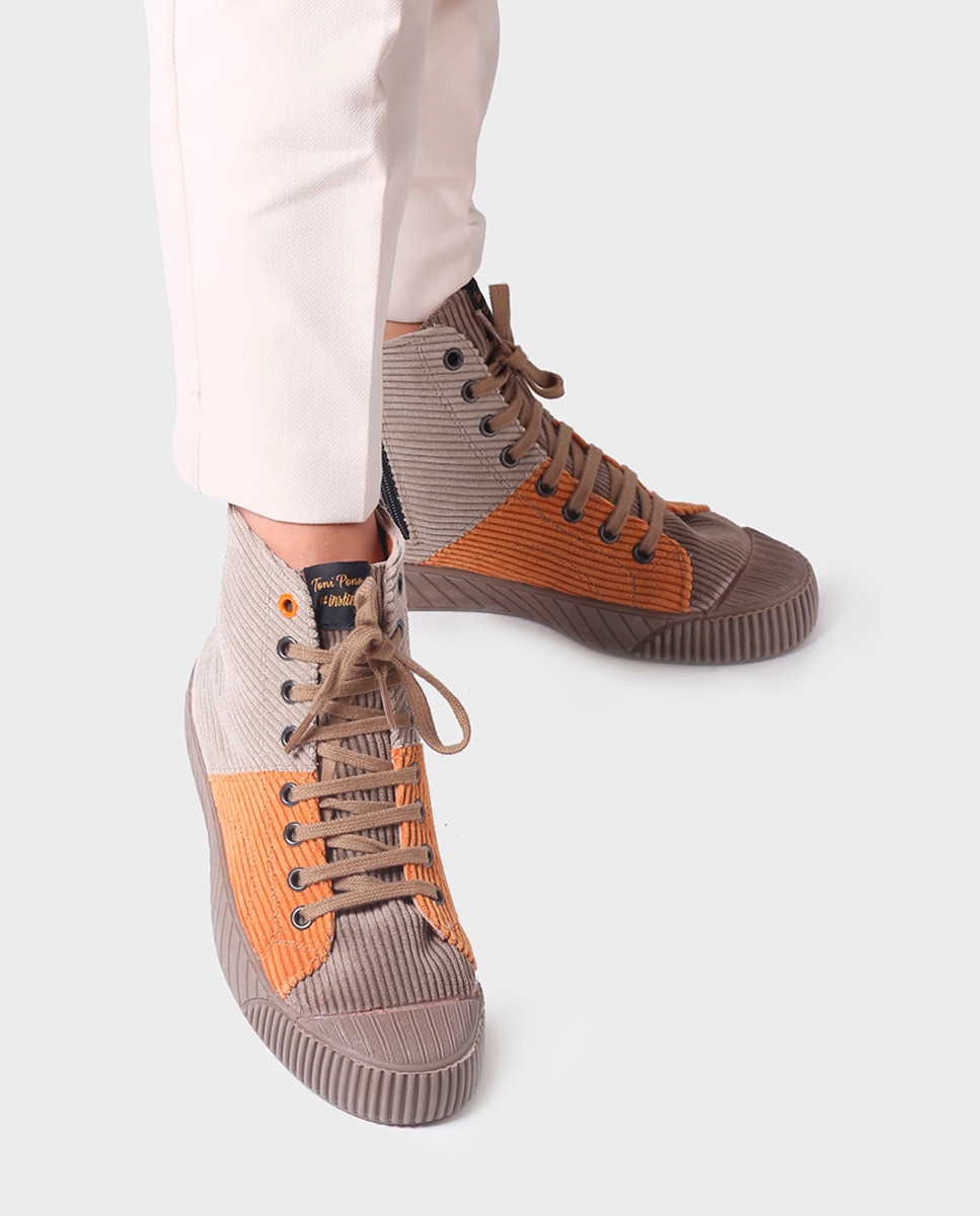 Zapatillas de piel de mujer con cordones - Toni Pons - Marrón Marrón-4