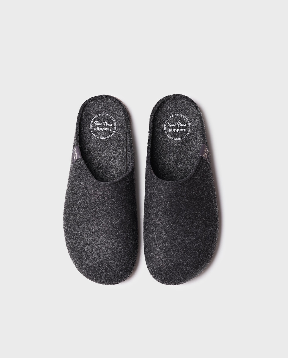 Zapatillas de casa de hombre de fieltro reciclado - Toni Pons - Negro Negro-3