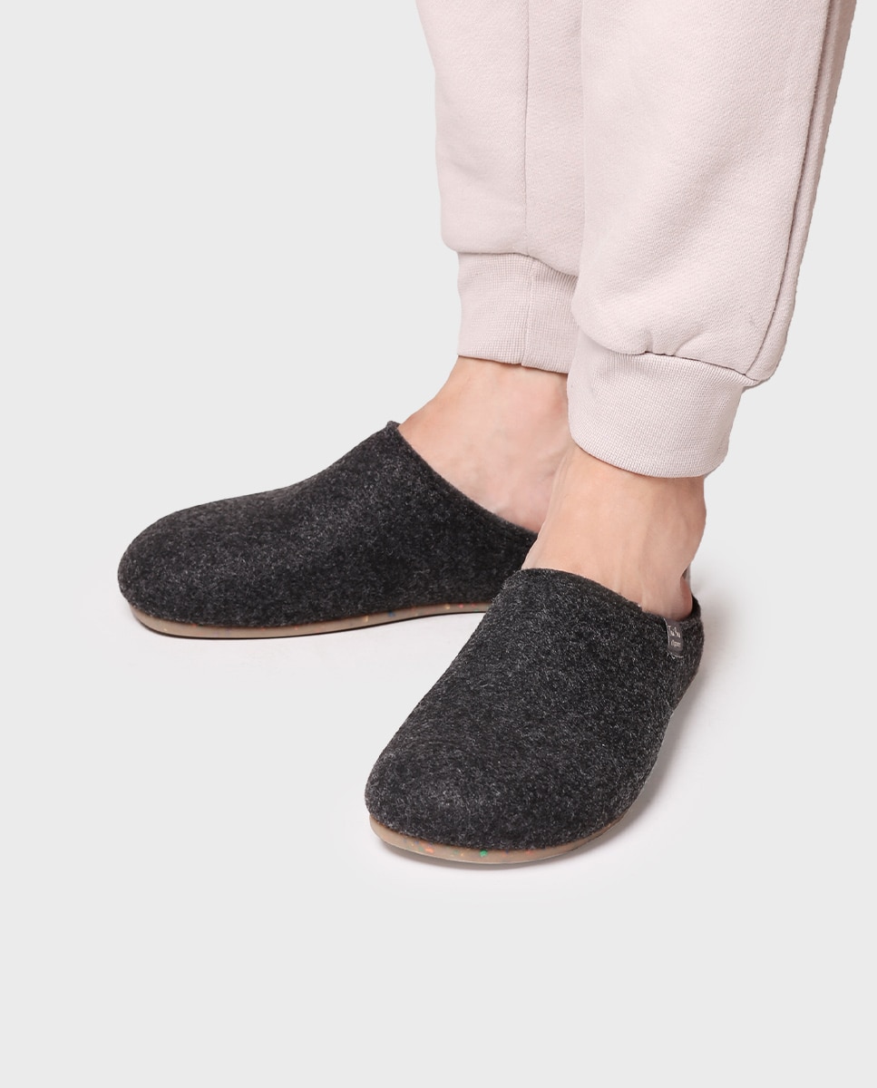 Zapatillas de casa de hombre de fieltro reciclado - Toni Pons - Negro Negro-4