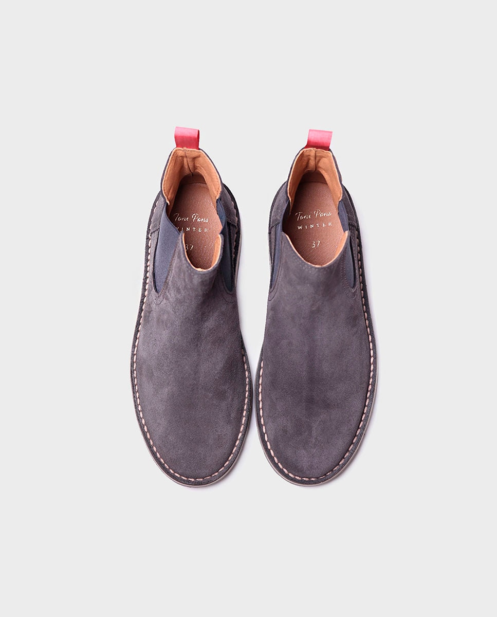 Botines de mujer de serraje con elásticos - Toni Pons - Gris Gris-3