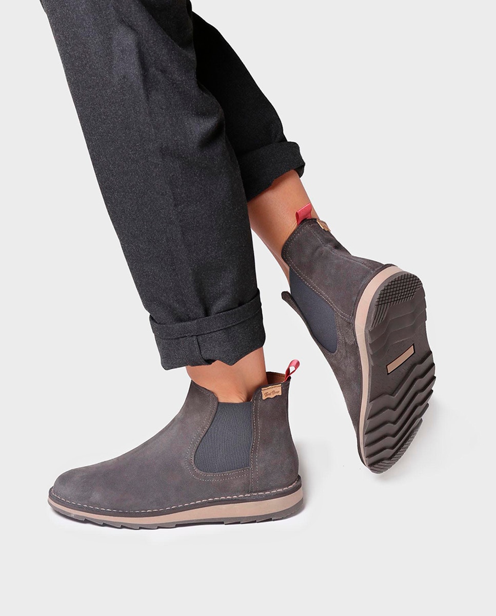 Botines de mujer de serraje con elásticos - Toni Pons - Gris Gris-4
