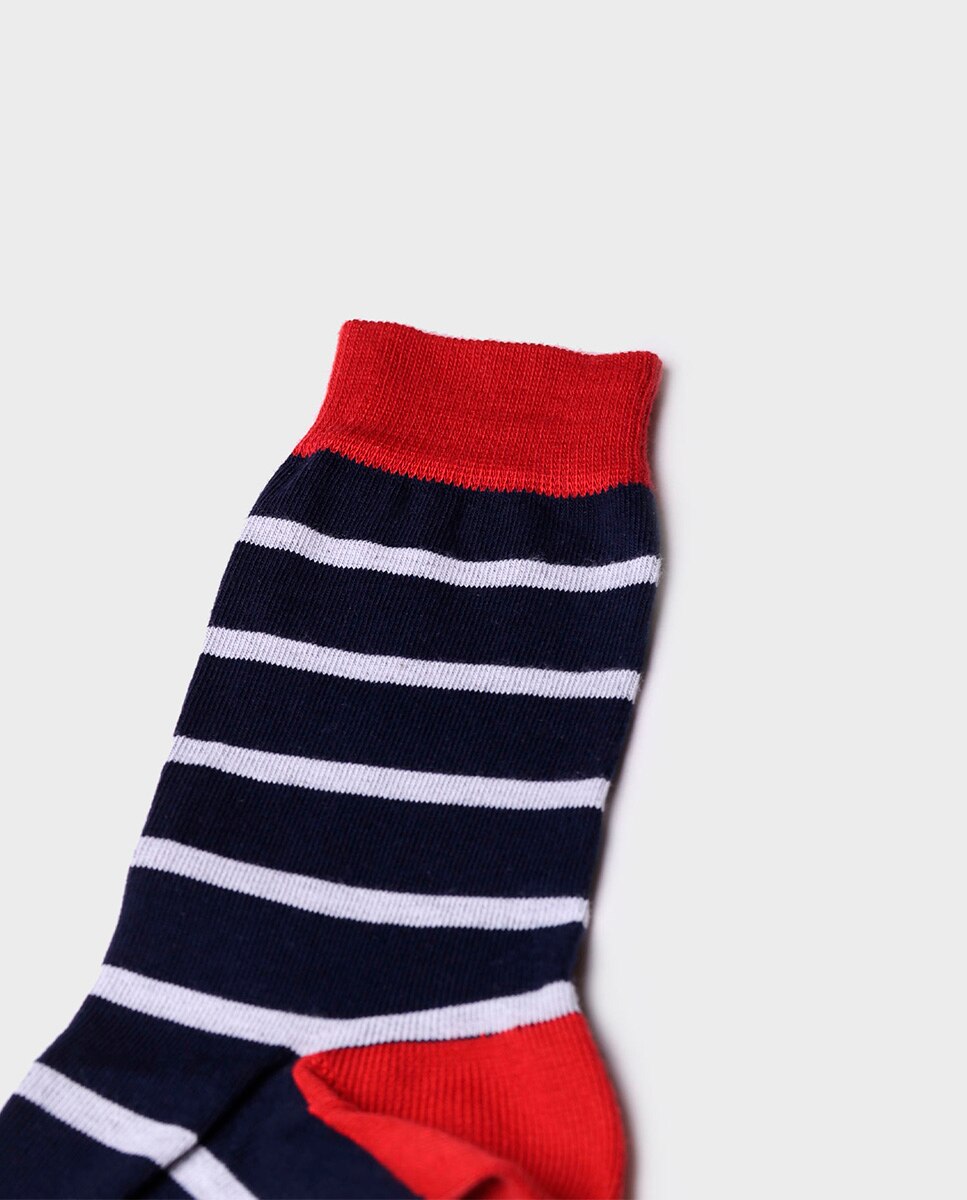Calcetines de algodón de hombre de rayas - Toni Pons - Azul marino Azul marino / Rosa-3