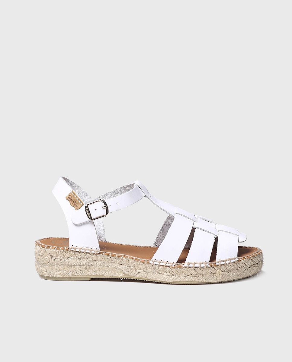 Sandalias planas de mujer de piel con hebilla - Toni Pons - Blanco Blanco-1