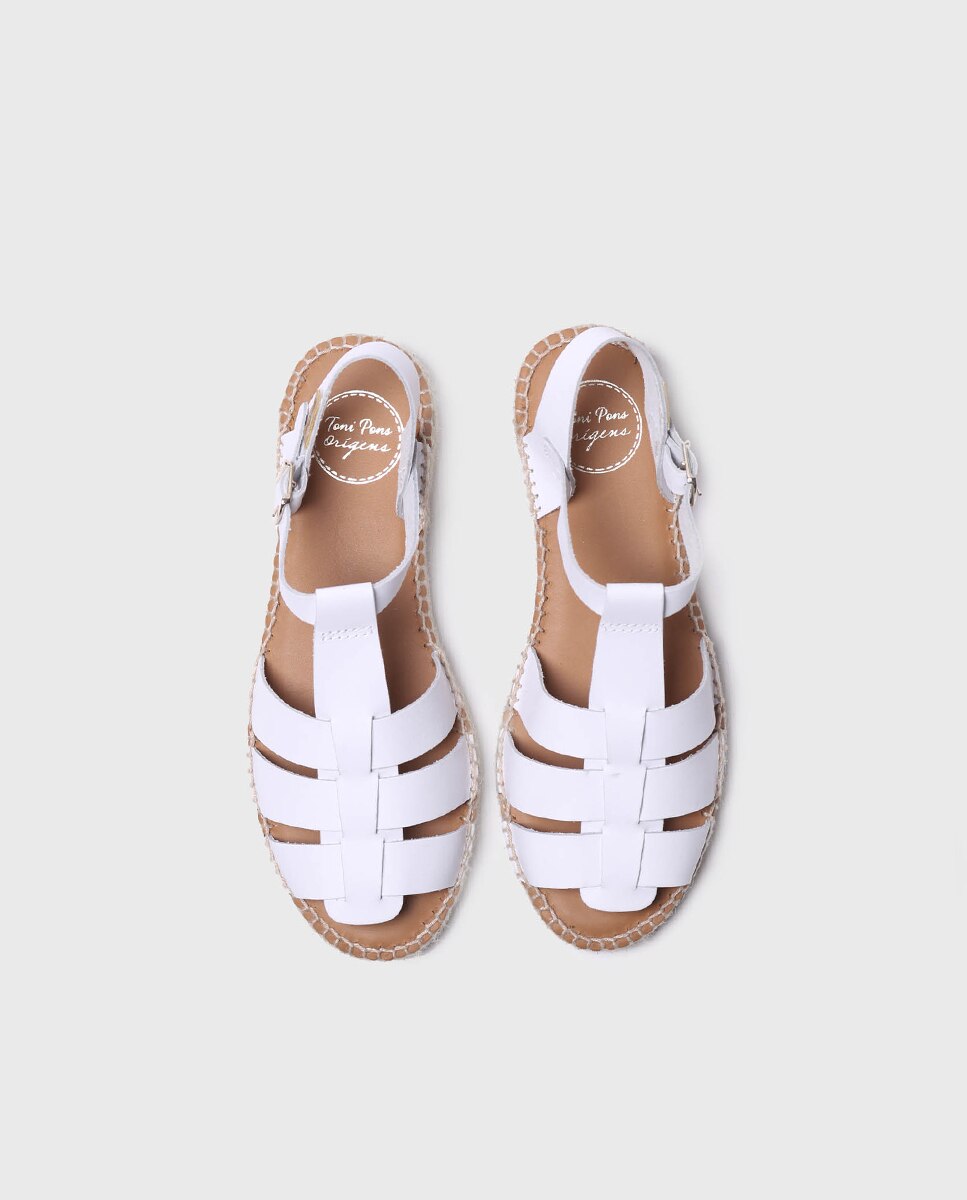 Sandalias planas de mujer de piel con hebilla - Toni Pons - Blanco Blanco-3