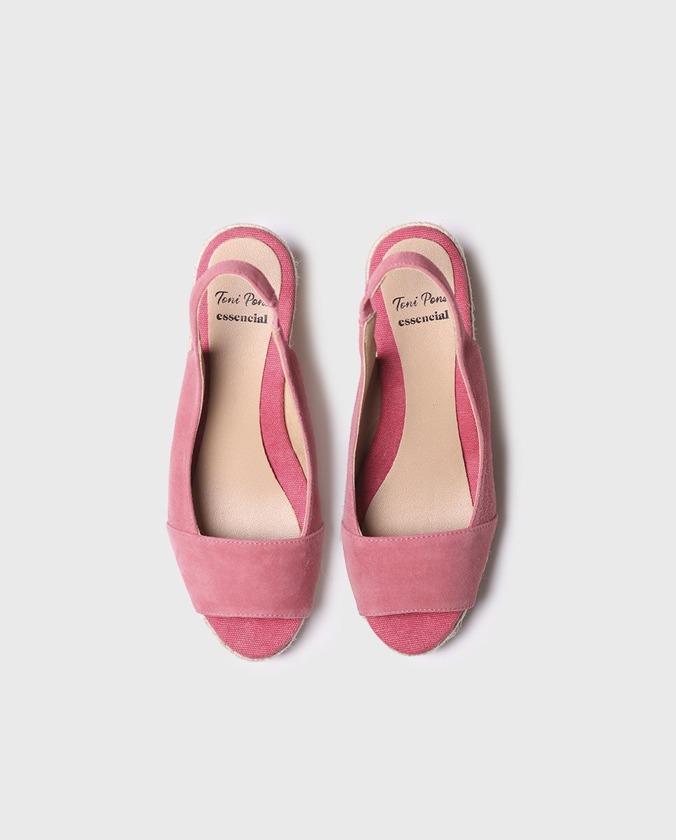 Alpargatas de cuña de mujer de ante con hebilla - Toni Pons - Rosa Rosa-4