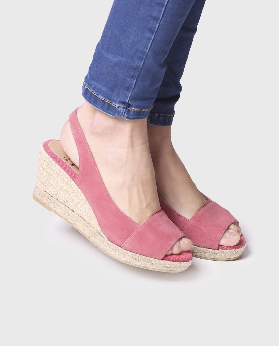 Alpargatas de cuña de mujer de ante con hebilla - Toni Pons - Rosa Rosa-2