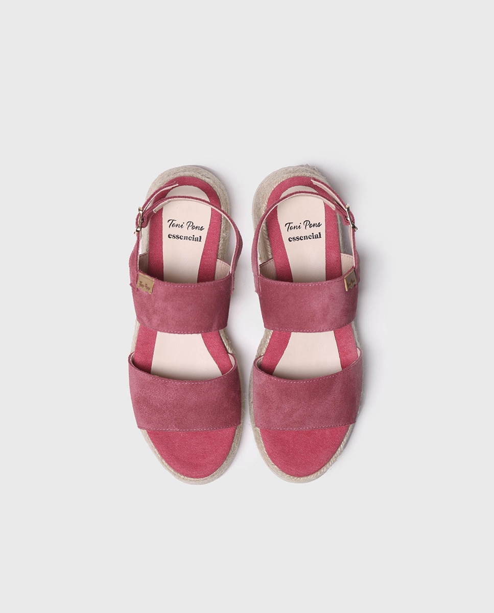 Alpargatas de cuña de mujer de serraje con hebilla - Toni Pons - Rosa Rosa-4