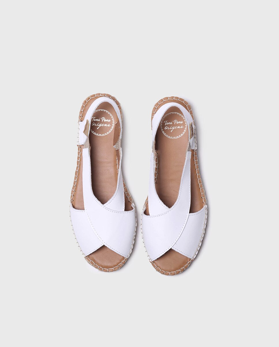 Alpargatas de cuña de mujer de piel con elásticos - Toni Pons - Blanco Blanco-3