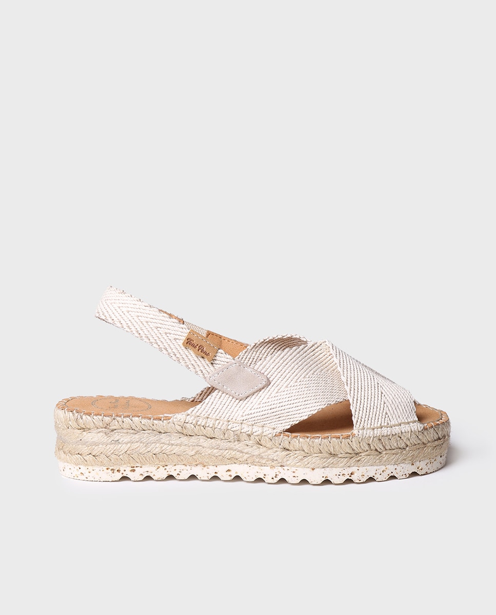 Alpargatas de cuña de mujer de tejido con elásticos - Toni Pons - Crudo Crudo-1