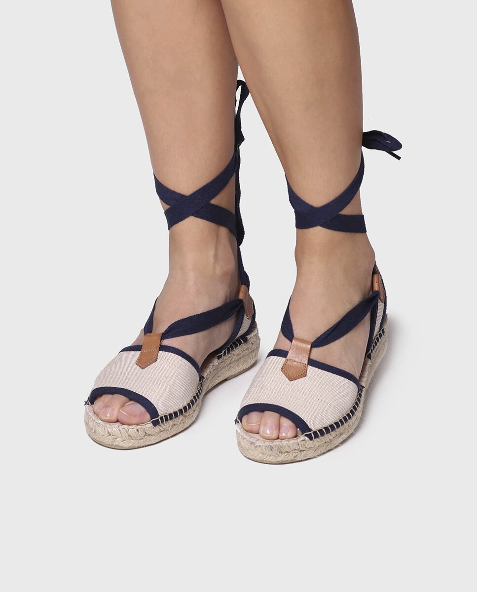 Alpargatas de cuña de mujer de tejido con elásticos - Toni Pons - Azul Azul-2